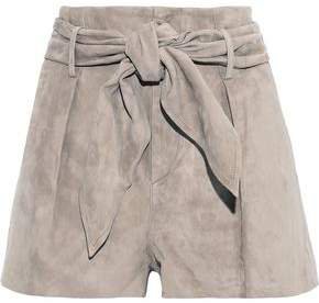 Bramas Belted Pleated Suede Shorts