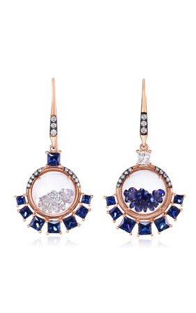 Sapphire And Diamond Half Domed Earrings by Moritz Glik | Moda Operandi