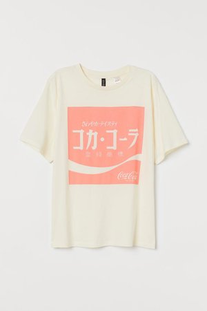 T-shirt with Motif - Natural white/Coca-Cola - Ladies | H&M US