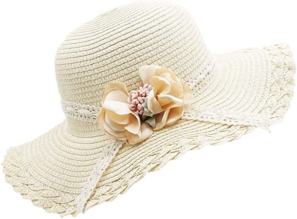 Amazon.com: Bienvenu Kids Girls Summer Straw Hat Flower Beach Sun Protection Hats,Beige: Clothing, Shoes & Jewelry