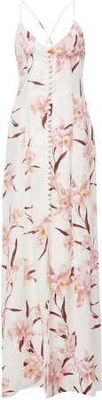 Corsage Floral Maxi Slip Dress