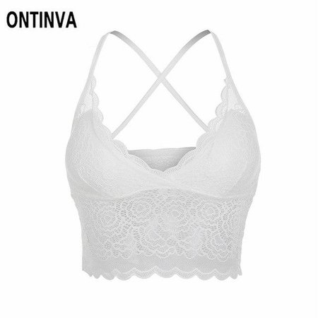 Ladies Lace Camisole Crop Tops Padded Bra Tops Women Summer Back Cross Slim Tank Top Vest Tops Clothes