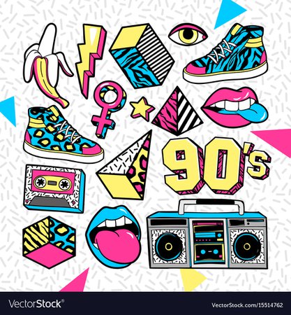 Fashion patches in in 80s-90s memphis style Vector Image
