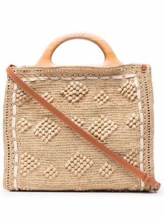 Shop ZIMMERMANN crochet leather-trim tote with Express Delivery - FARFETCH