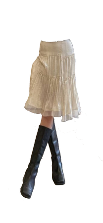 white linen layered textured skirt