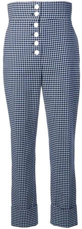 high-waisted checked trousers
