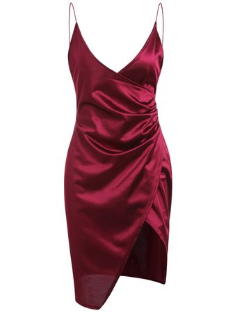 Slit Plunging Neck Bodycon Dress in Rosy Finch XL | Sammydress.com