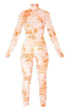 Orange Tie Dye Velvet Jumpsuit | PrettyLittleThing USA