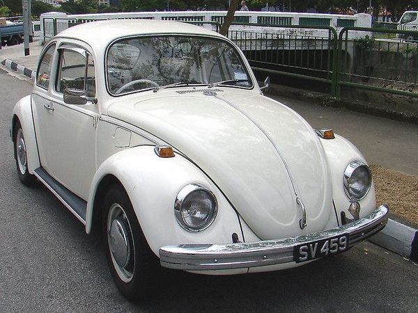 Old Volkswagen White Beatle Car