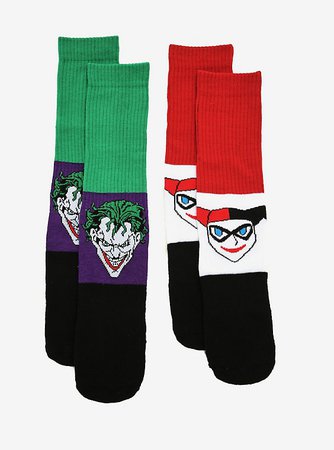 DC Comics Joker & Harley Quinn Besties Crew Socks 2 Pack