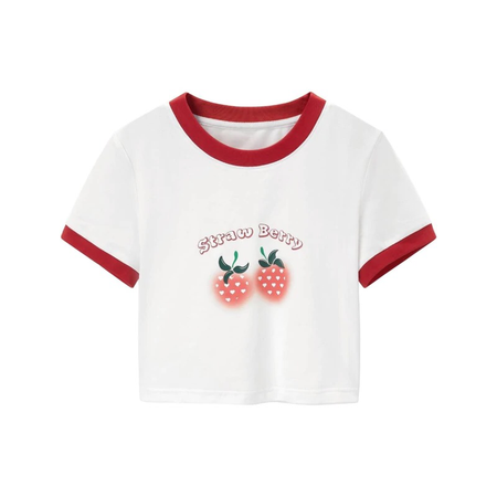white and red strawberry top