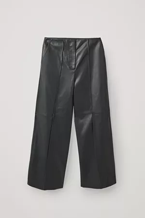 LONG LEATHER TROUSERS - dark grey - Trousers - COS WW
