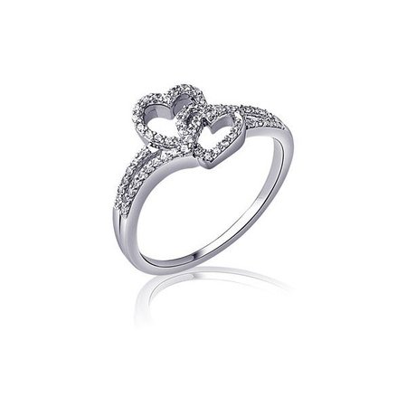 Double Intertwined Diamond Heart Ring
