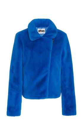 Tukio Faux Fur Blue Biker Jacket by Apparis | Moda Operandi