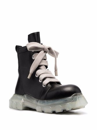 Shop Rick Owens lace-up chunky leather boots with Express Delivery - FARFETCH