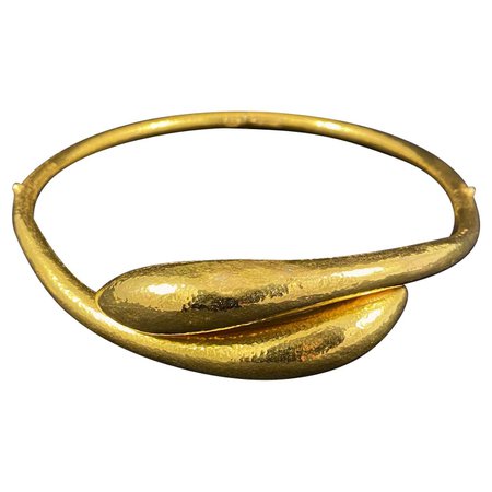 Lalaounis Vintage Hammered Yellow Gold Torque Serpents Choker Necklace, 1980s For Sale at 1stDibs