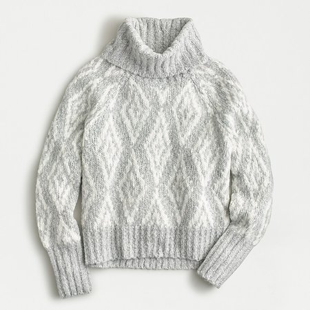 J.Crew: Chunky Alpaca Turtleneck Sweater In Fair Isle Diamonds grey