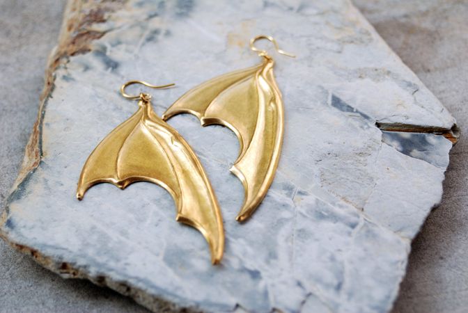 gold dragon wing earrings