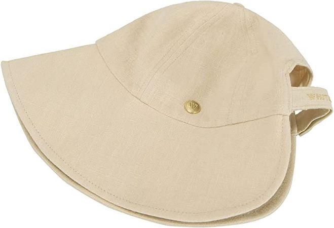 WHITE SANDS MOJA Linen Victorian Bonnet Hat Sun Cap, Foldable Summer Visor | New Katy | Beige at Amazon Women’s Clothing store