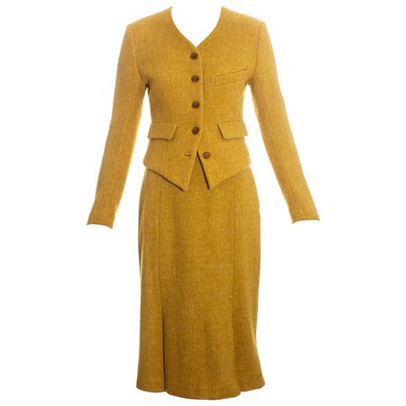 Vivienne Westwood yellow wool skirt suit fw 1994 For Sale at 1stDibs