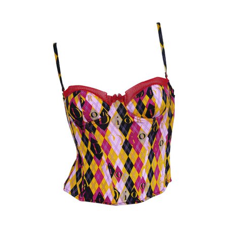 Christian Dior Harlequin Print Bustier Top New with Tag at 1stdibs