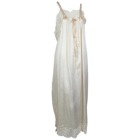 Edwardian Charmeuse and Lace Dressing Gown, 1924 For Sale at 1stdibs