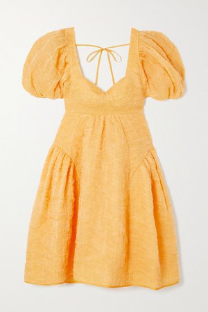 Lumi Paneled Matelasse Silk-blend Dress - Yellow