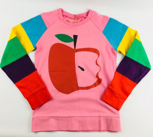 Vintage Kawaii Rainbow Sleeve Apple Long Sleeve Top Shirt | Etsy
