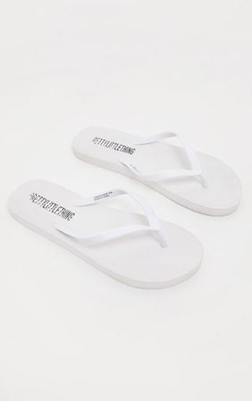 White Flip Flops | Shoes | PrettyLittleThing