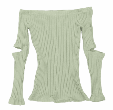 cut out green sweater ribbed