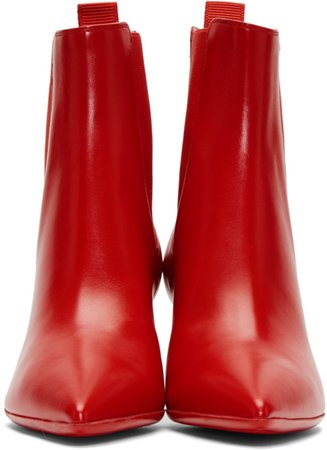 Gianvito Rossi: Red Leather Heeled Boots | SSENSE