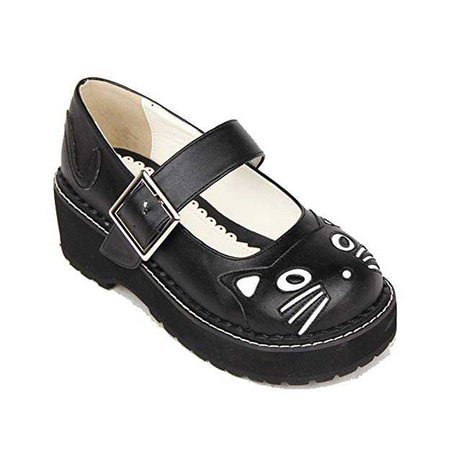 Amazon.com | Black 50MM Heel Ankle-High Round-Toe Lolita Cosplay Cat Shoes | Shoes
