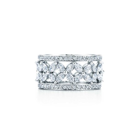 Tiffany Victoria® band ring in platinum with diamonds. | Tiffany & Co.