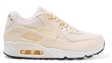 Air Max 90 Leather, Corduroy And Mesh Sneakers - Cream
