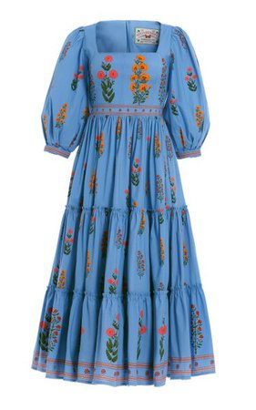 Miel Dahlia-Embroidered Cotton-Poplin Midi Dress By Agua By Agua Bendita | Moda Operandi