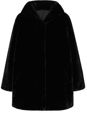 Hooded faux-fur coat
