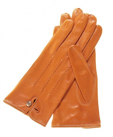 Women's Orange Leather Gloves