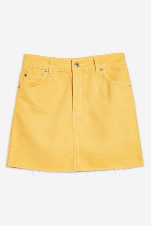 Yellow denim skirt