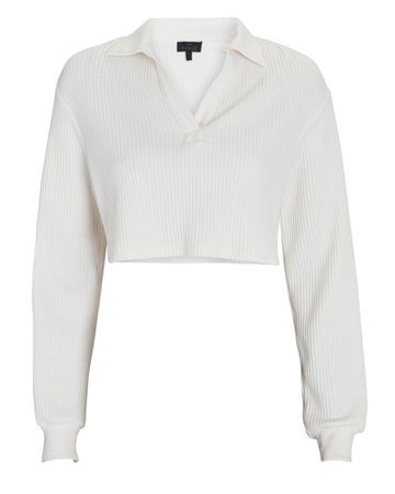 The Range Stark Cropped Waffle Knit Polo Top | INTERMIX®