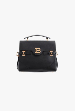 Black Grained Leather B Buzz 23 Bag for Women - Balmain.com