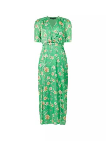 Camille Floral Midi Dress Poise Green | French Connection US
