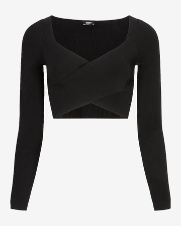 Body Contour Wrap Front Cropped Sweater | Express