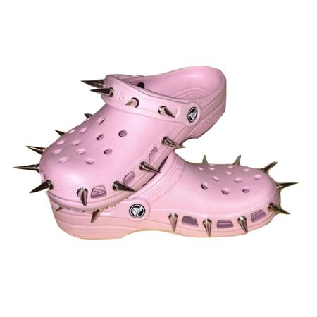 pink spiked crocs
