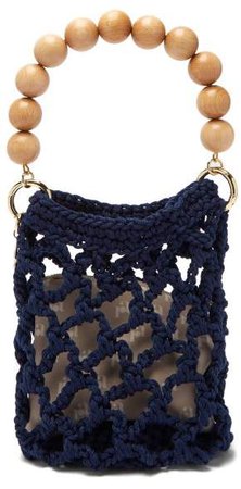 By Michela Panero - Polaris Beaded Handle Woven Bag - Womens - Blue Multi