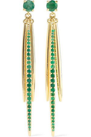 Ileana Makri | Grass Leaves 18-karat gold emerald earrings | NET-A-PORTER.COM