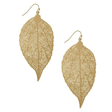 Gold Skeleton Leaf Earrings