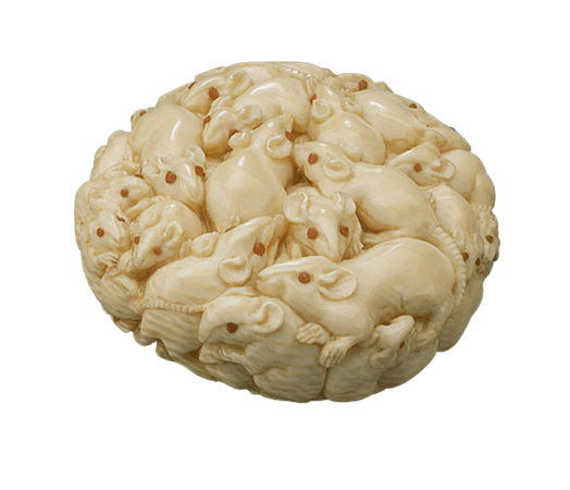 ‘A Cluster of Rats’, a Japanese Netsuke (small sculpture) dated late 19th century