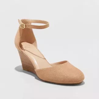Women's Wendi Microsuede Rounded Toe Wedge Pumps - A New Day™ : Target