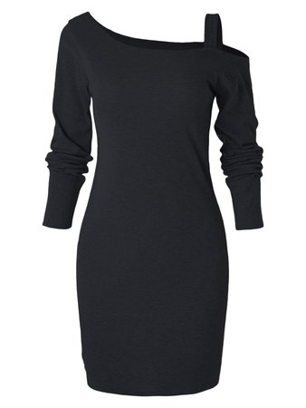 Black knit Sweater-Dress (off-the-shoulder)
