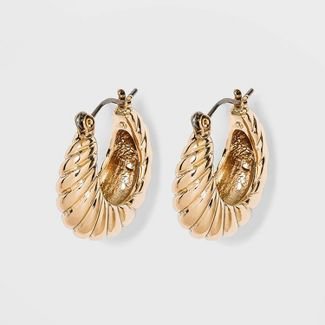 Textured Huggie Hoop Earrings - A New Day™ Gold : Target